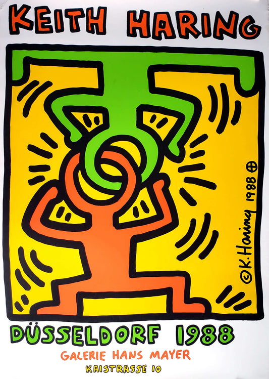 Keith Haring Vintage 1988 Düsseldorf Original Screenprint Exhibition Poster