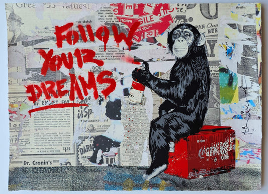 Original Mr. Brainwash Everyday Life "Follow your dreams" Monkey