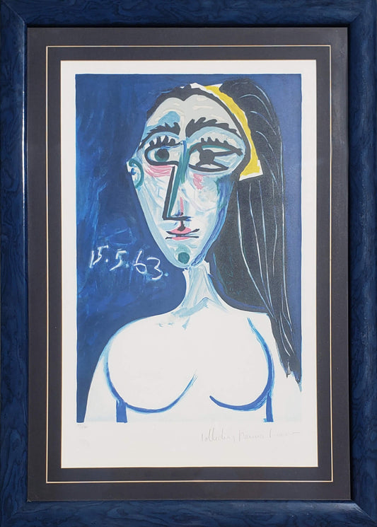 Pablo Picasso Buste De Femme Nue Face JACQUELINE ROQUE hand signed by Marina Picasso