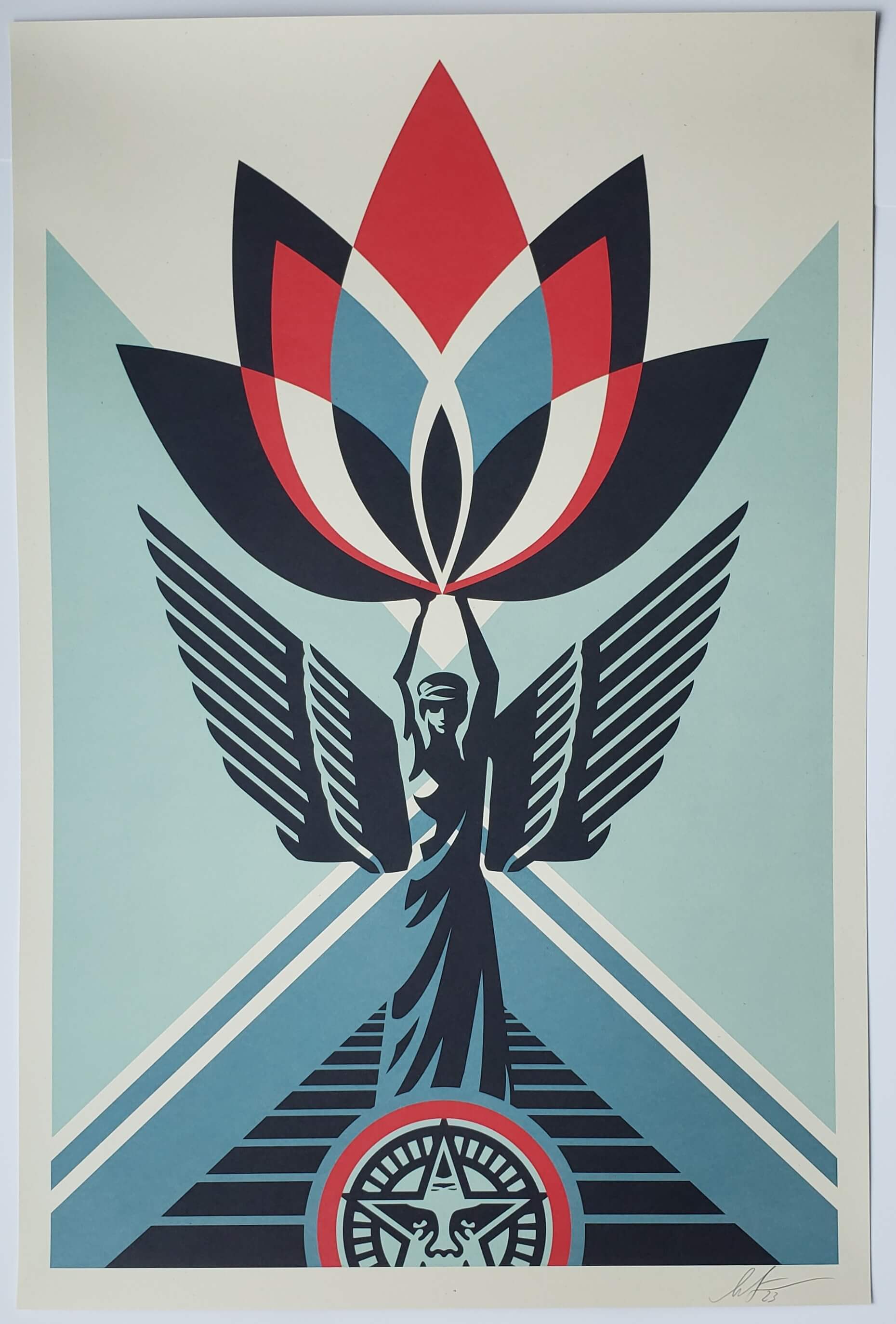 Shepard Fairey "Lotus Angel" Hand Signed Offset Lithograph