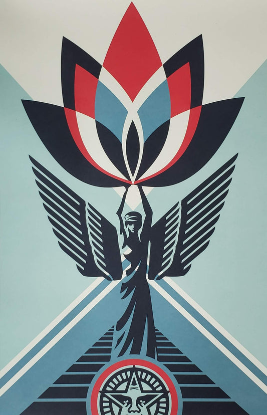 Shepard Fairey "Lotus Angel" Hand Signed Offset Lithograph