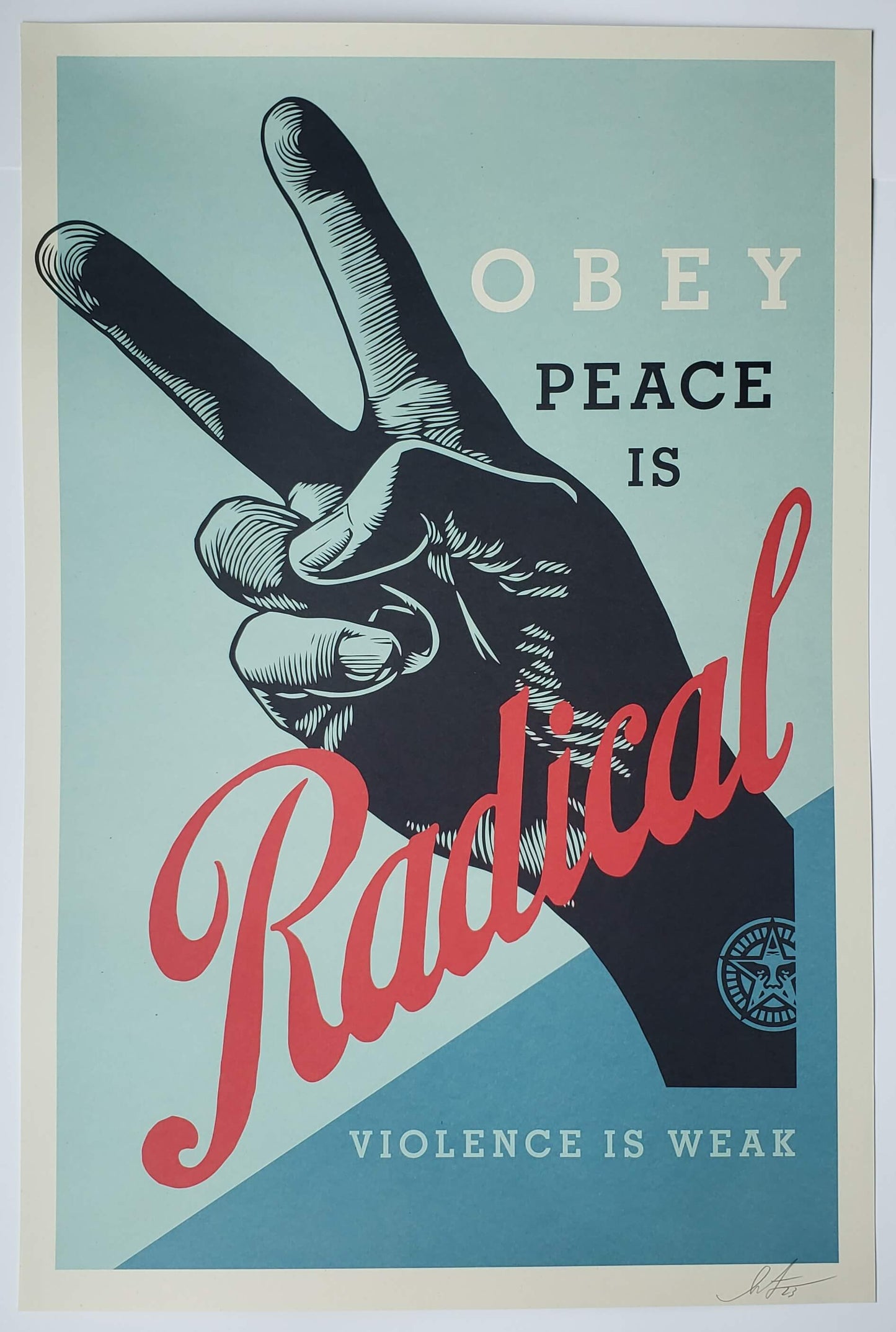 Shepard Fairey "Radical Peace" Hand Signed Offset Lithograph