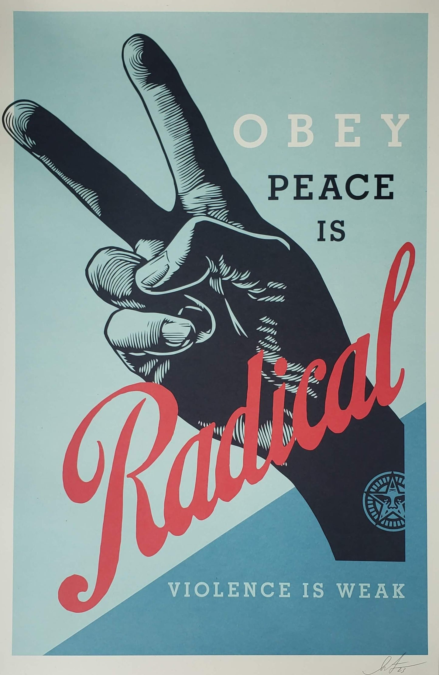 Shepard Fairey "Radical Peace" Hand Signed Offset Lithograph