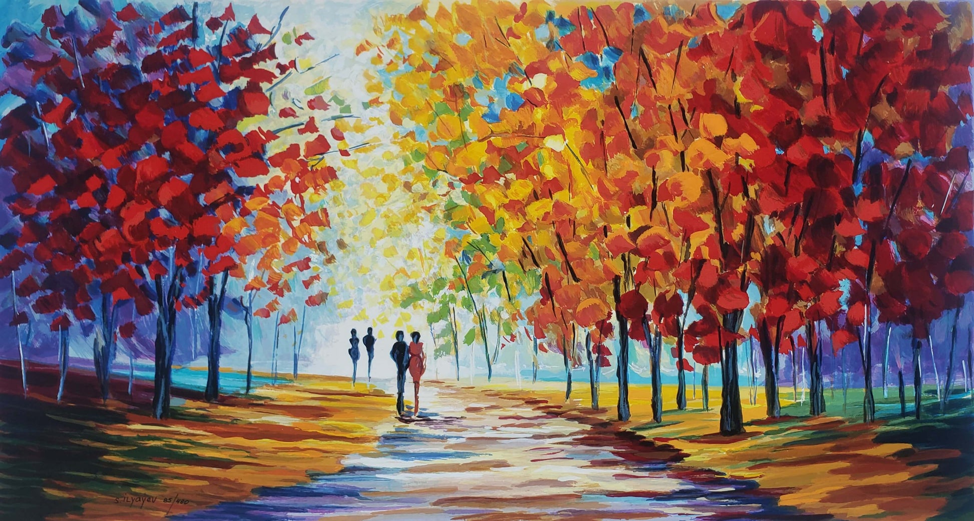 Slava Ilyayev "Autumn Stroll" Hand Signed Limited Edition Serigraph Art on Paper