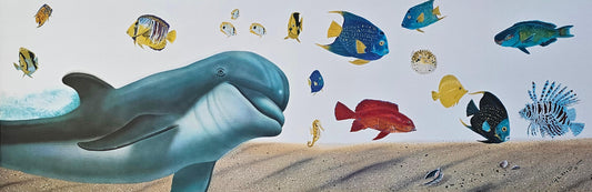 Robert Wyland "Underwater Paradise"  dolphin reef fish art