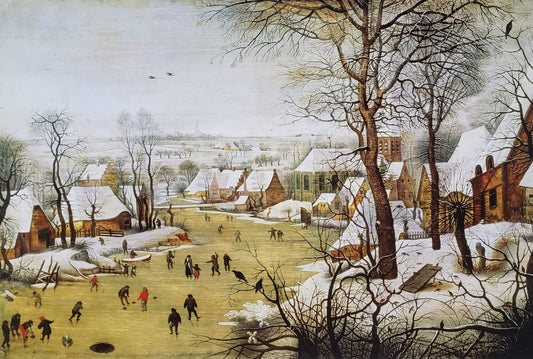 Pieter Brueghel Winter landscape with skaters and bird-trap