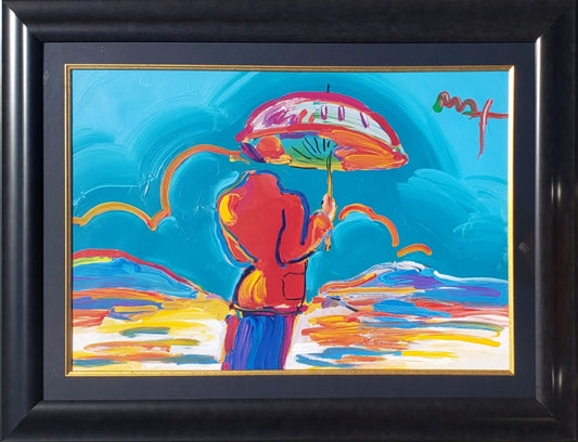 Peter Max Umbrella Man At Sea Painting