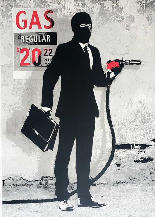 Hijack "Fuelish Spending" hand signed print 4/25 Street art