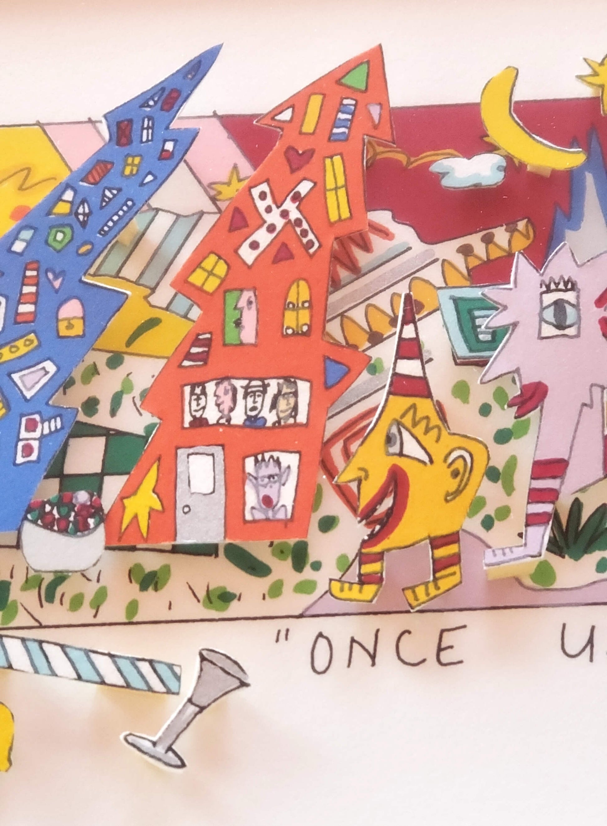 James Rizzi "Once upon a time in a land of make believe" Unique 3-D Pop Art Hand signed