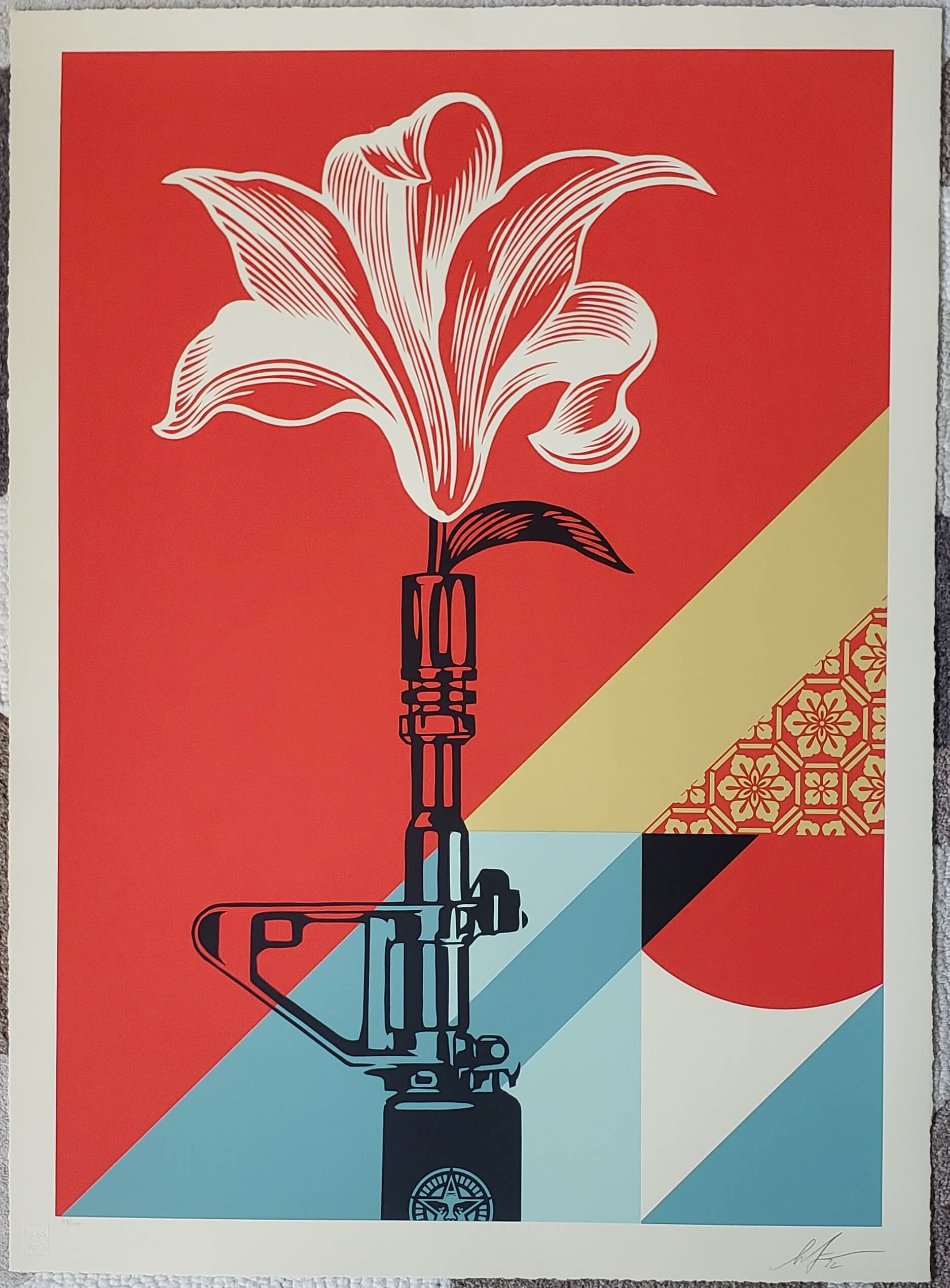 Shepard Fairey "AR-15 Lily" Large Format Serigraph Hand Signed