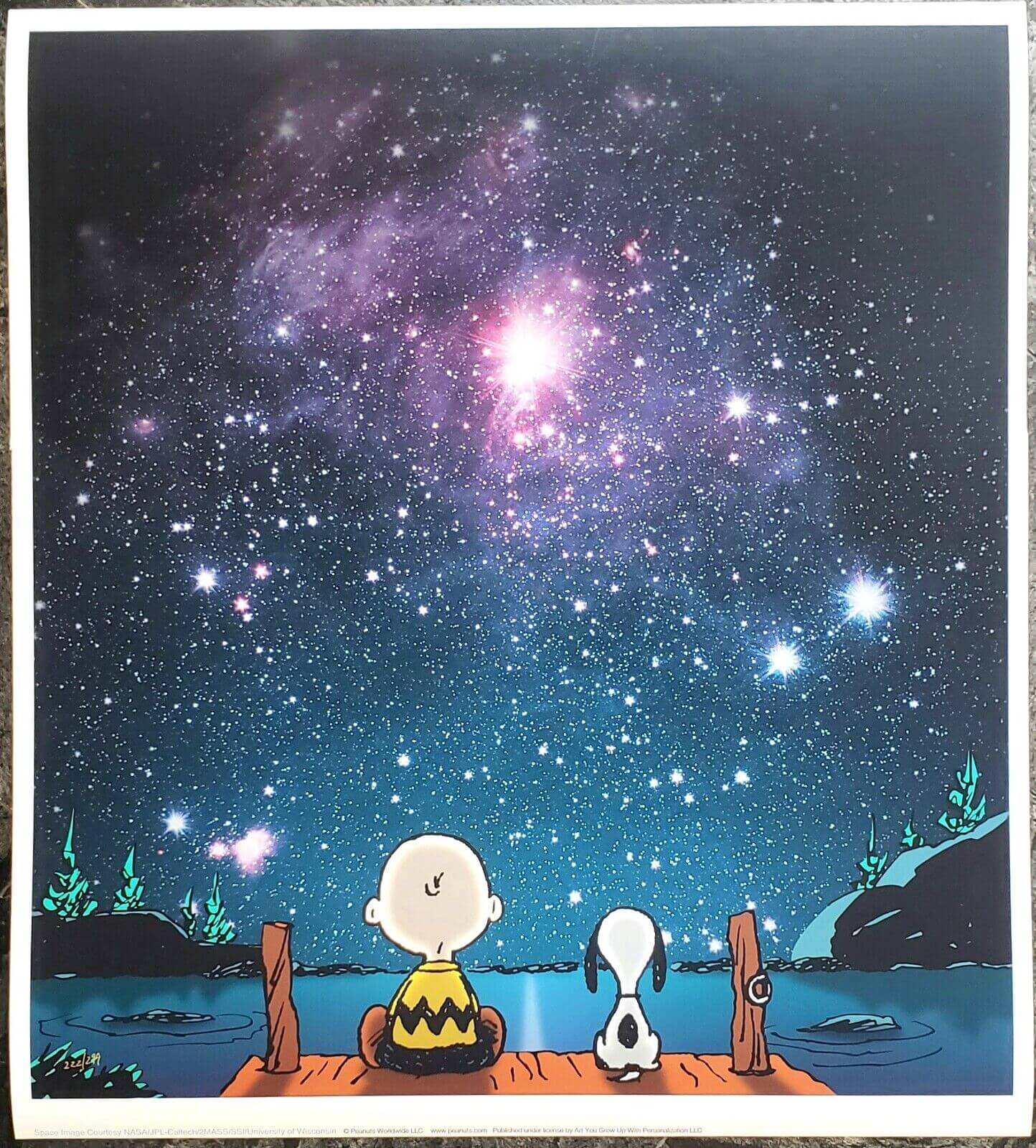 Peanuts "Stars" Fine art print with NASA photograph with Snoopy dog and Charlie Brown